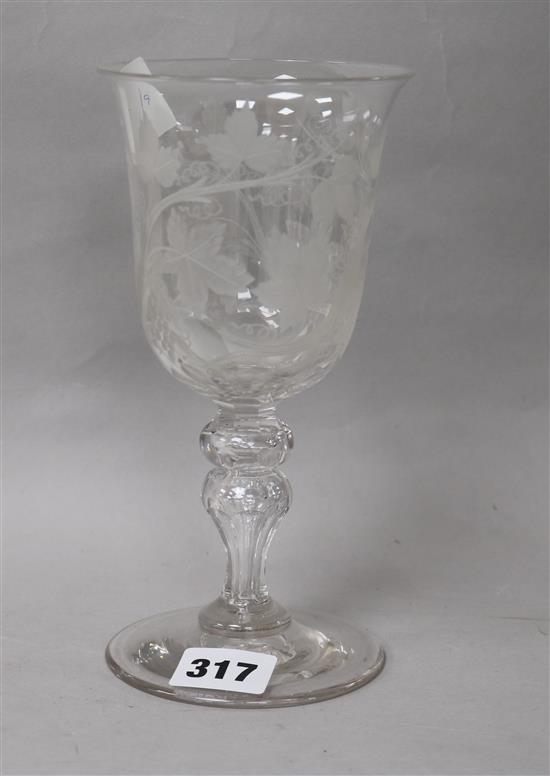 A Stourbridge cut glass goblet 19.5cm